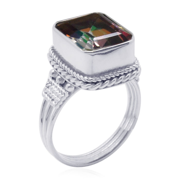 Royal Bali Collection Northern Lights Ecstacy Topaz (Oct) Solitaire Ring in Sterling Silver 7.400 Ct