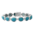 Arizona Sleeping Beauty Turquoise Bracelet (Size - 7.5) in Rhodium Overlay Sterling Silver 29.25 Ct,