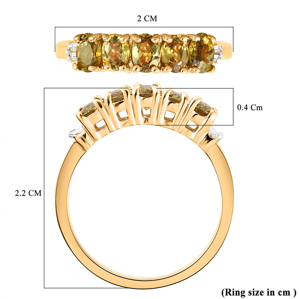 Demantoid Garnet and Diamond Ring in 14K Gold Overlay Sterling Silver 1.17 Ct.