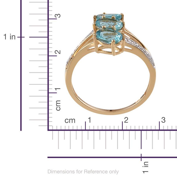 Paraiba Apatite (Ovl 2.50 Ct), Diamond Ring in 14K Gold Overlay Sterling Silver 2.510 Ct.