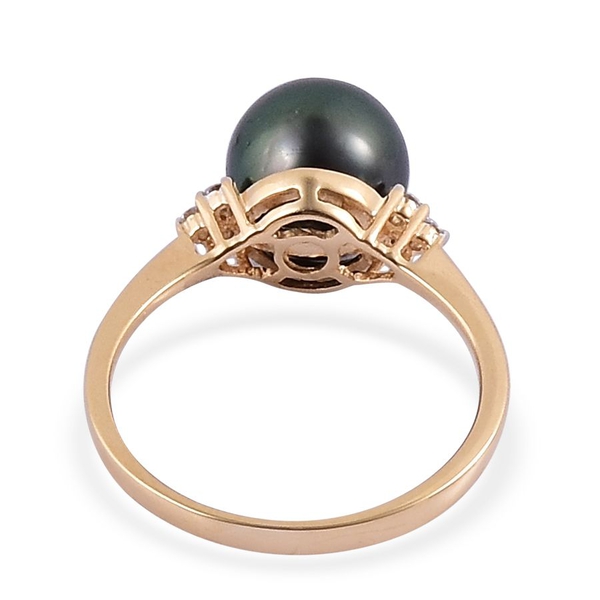 ILIANA 18K Y Gold Tahitian Pearl (Rnd 5.75 Ct), Diamond Ring 5.850 Ct.
