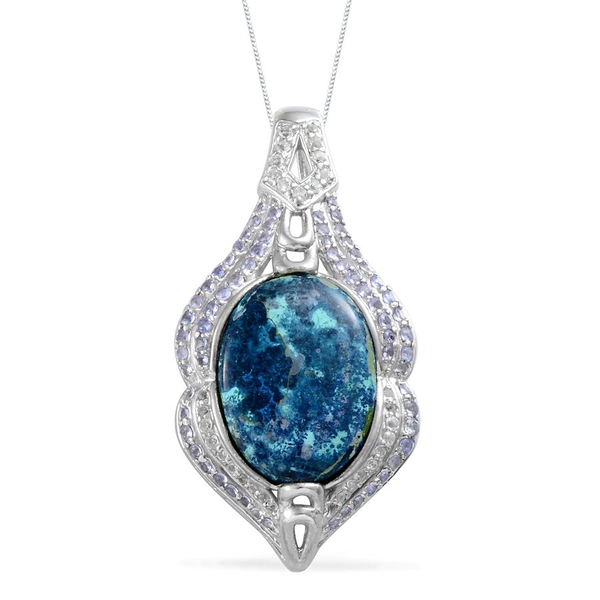Table Mountain Shadowkite (Ovl 25.75 Ct), Tanzanite and White Topaz Pendant With Chain in Platinum O
