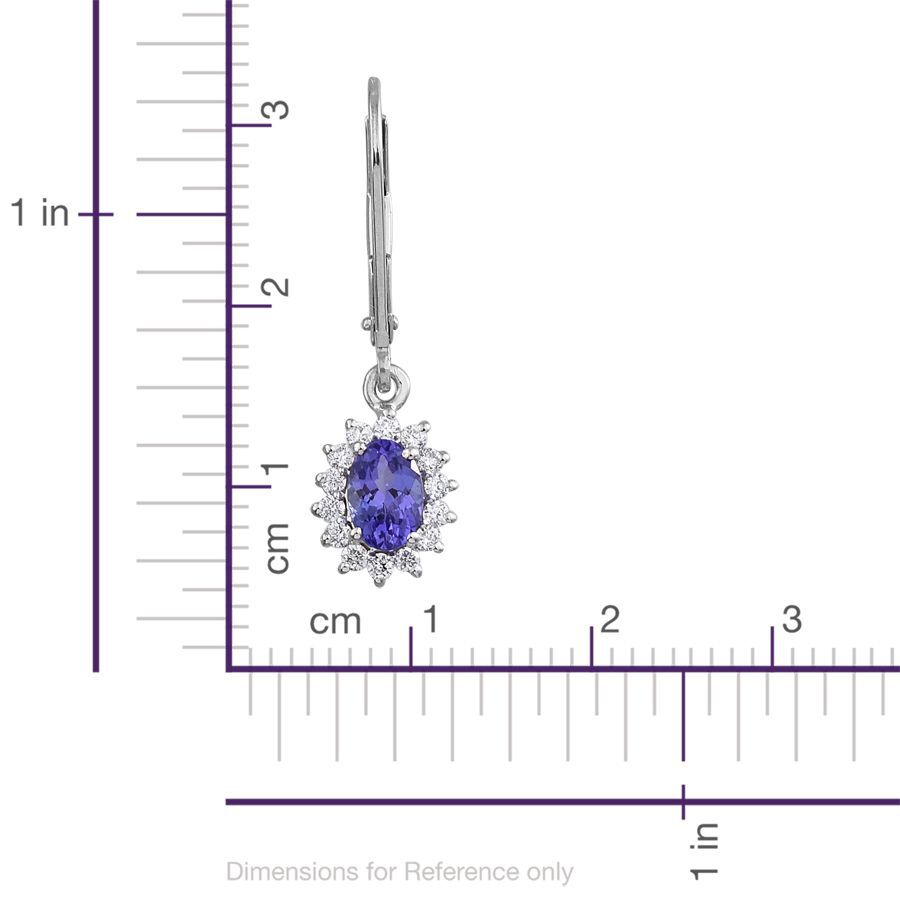 ILIANA 18K White Gold 1.25 Carat AAA Tanzanite Oval Halo Earrings, Diamond SI G-H with Lever Back.