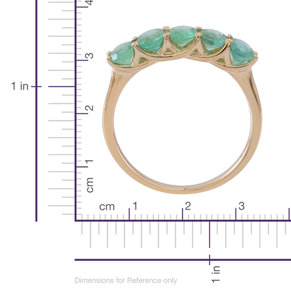 ILIANA 18K Yellow Gold AAAA Kagem Zambian Emerald (Ovl) 5 Stone Ring 1.500 Ct.