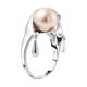 LUCYQ Molten Pearl Collection - White Edison Pearl Ring in Rhodium Overlay Sterling Silver