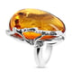 Natural  Baltic Amber (Pear) Adjustable Ring in Sterling Silver