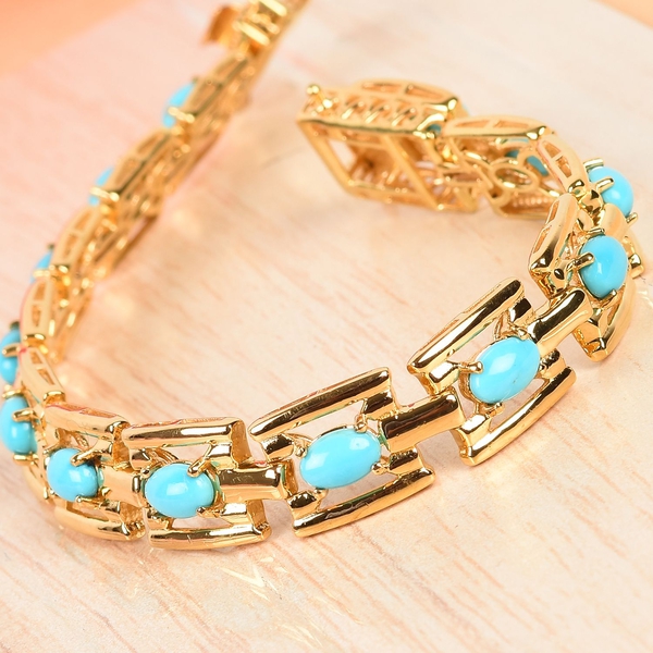 AA Arizona Sleeping Beauty Turquoise Bracelet (Size 8) in 14K Gold Overlay Sterling Silver 6.00 Ct, Silver wt 18.50 Gms