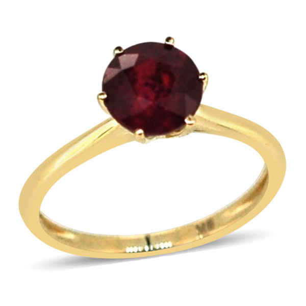 African Ruby (Rnd) Solitaire Ring in 14K Gold Overlay Sterling Silver 2.750 Ct.