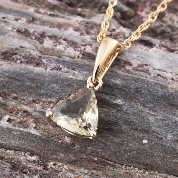 9K Y Gold Rare Natural Turkizite (Trl) Solitaire Pendant With Chain 1.000 Ct.