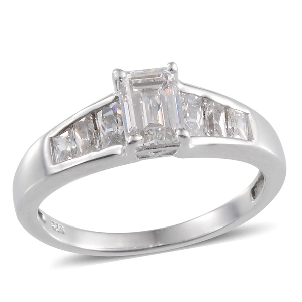 Lustro Stella - Platinum Overlay Sterling Silver (Oct) Ring Made with Finest CZ 1.800 Ct.
