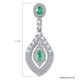 Premium Emerald and Natural Cambodian Zircon Cluster Pendant in Platinum Overlay Sterling Silver 1.34 Ct.