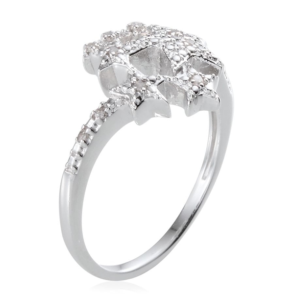 Diamond (Rnd) Ring in Platinum Overlay Sterling Silver 0.100 Ct.