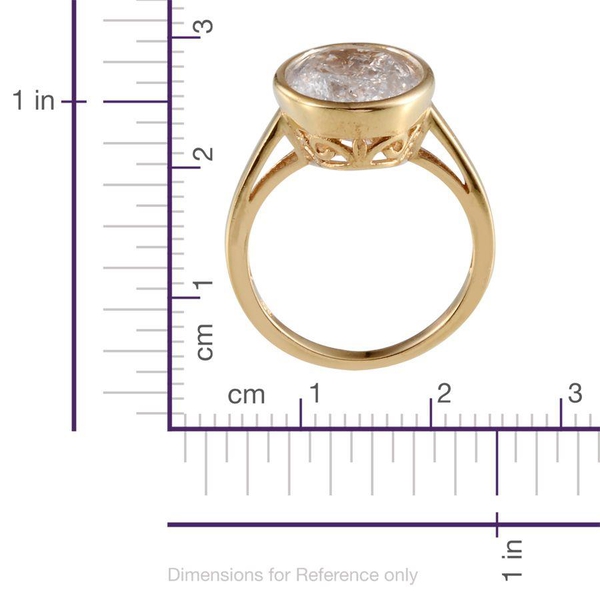 White Crackled Quartz (Ovl) Solitaire Ring in 14K Gold Overlay Sterling Silver 6.000 Ct.
