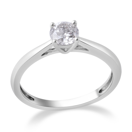 0.50 Ct Diamond Solitaire Ring in9K White Gold SGL Certified I3 GH