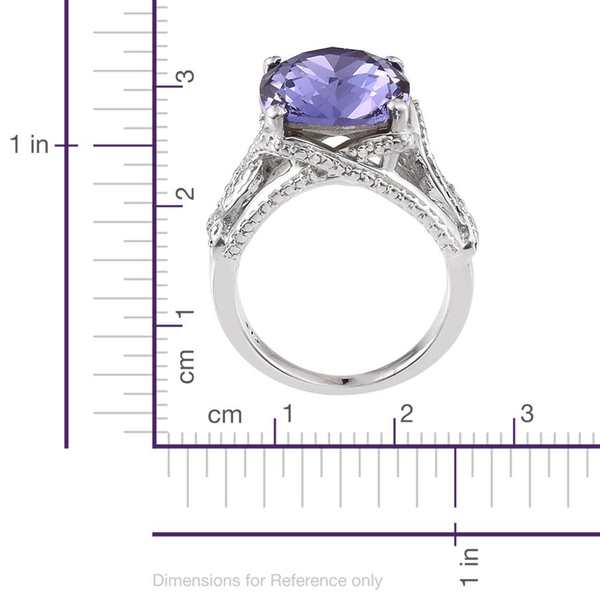 - Tanzanite Colour Crystal (Cush) Solitaire Ring in ION Plated Platinum Bond 5.250 Ct.