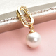 White Shell Pearl and Simulated Diamond Paperclip Pendant in Yellow Gold Overlay Sterling Silver