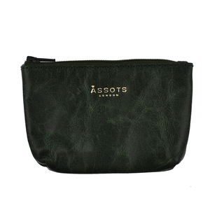 Assots London Diana 100% Genuine Leather Zip Top Coin Purse in Green (Size 11x2x8cm)