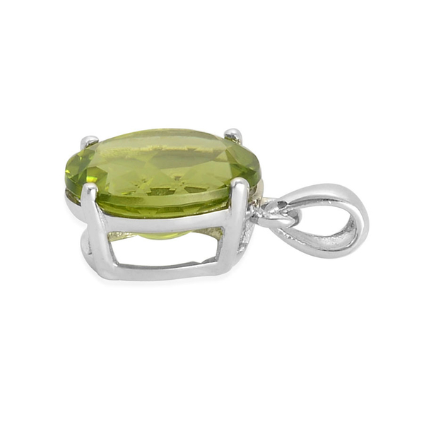 9K W Gold AAA Hebei Peridot (Ovl) Solitaire Pendant 4.000 Ct.
