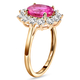 9K Yellow Gold Ilakaka Pink Sapphire and Natural Cambodian Zircon Halo Ring 3.68 Ct.