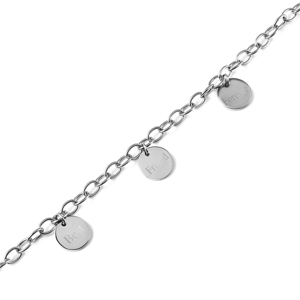 Personalised Engravable 3 Disc Charm Bracelet, in Stainless Steel 8.5inches