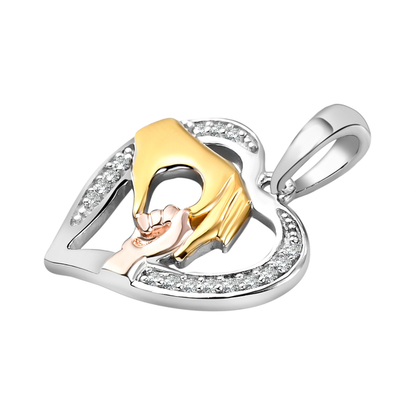 Diamond Heart Pendant in Yellow, Rose Gold Overlay Sterling Silver 0.11 Ct.