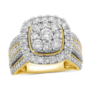 NY Close Out-14K Yellow Gold Diamond (I1-I2/G-H) Cluster Ring 3.04 Ct, Gold Wt. 8.87 Gms SIZE N