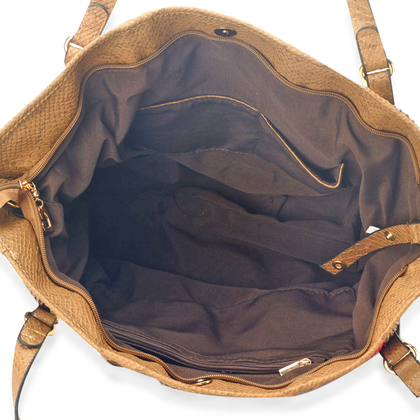 Multi Colour Snake Skin Pattern Hand Bag (Size 18.4x6.4x11.4 inch)