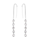 Simulated Diamond Dangling Earrings (With Pin Post) in Silver Tone