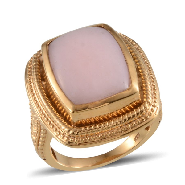 Peruvian Pink Opal (Cush) Solitaire Ring in 14K Gold Overlay Sterling Silver 7.750 Ct.