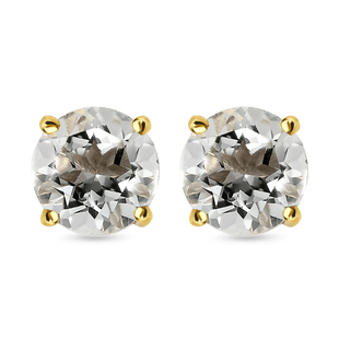 Prasiolite Stud Earrings (with Push Back) in Yellow Gold Vermeil Overlay Sterling Silver 1.50 Ct.