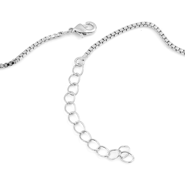 Simulated Diamond (Rnd and Ovl) Necklace (Size 20 with 1.5 inch Extender) in Silver Tone