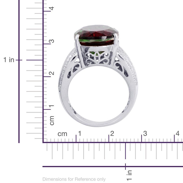 Bi-Colour Tourmaline Quartz (Ovl) Solitaire Ring in Platinum Overlay Sterling Silver 11.000 Ct.