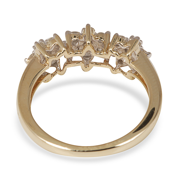 9K Y Gold SGL Certified Diamond (Rnd) (I3/G-H) Floral Ring 0.500 Ct.