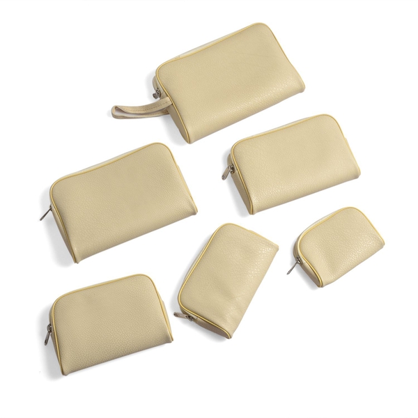 Set of 6 - Faux Leather Cream Colour Jewellery Pouch
