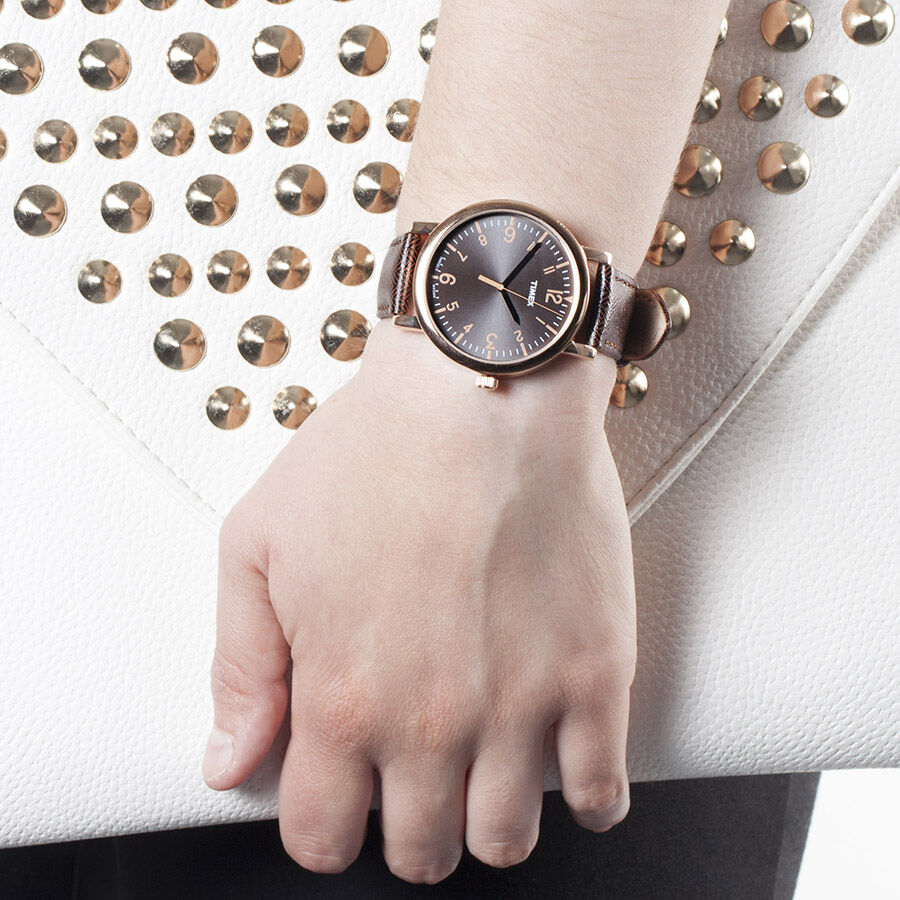 Timex Classic Quartz Chocolate Dial Round Watch with Chocolate Colour Strap