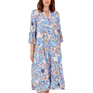 Nova of London - Viscose Paisley Print Midi Dress (Size 8-20) - Blue