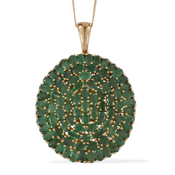 Kagem Zambian Emerald (Ovl) Cluster Pendant With Chain in 14K Gold Overlay Sterling Silver 17.500 Ct