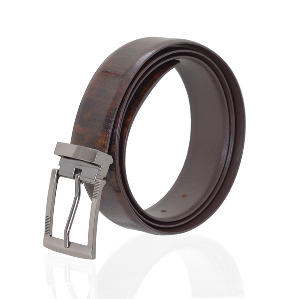 Genuine Leather Brown Colour Mens Belt with Silver Tone Buckle (Size 38-40.5 inch)