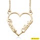 Personalised Heart Two Names Necklace in Brass, Size 18", Font- Freehand521 BT