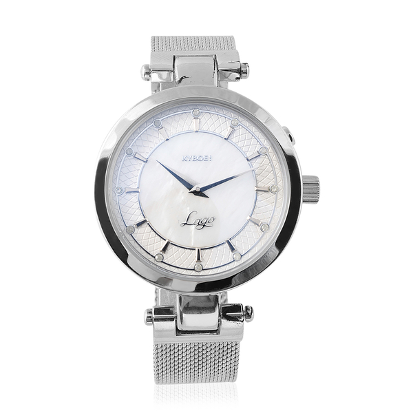 KYBOE Lago Elegance 12 Glowing Diamonds Studded LED Watch - Silver - 36mm dial
