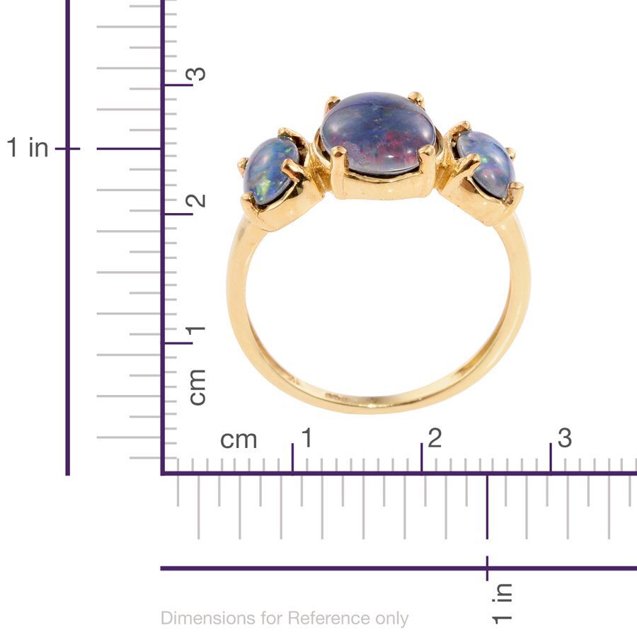 Australian Boulder Opal (Ovl 1.65 Ct) 3 Stone Ring in 14K Gold Overlay Sterling Silver 2.750 Ct.