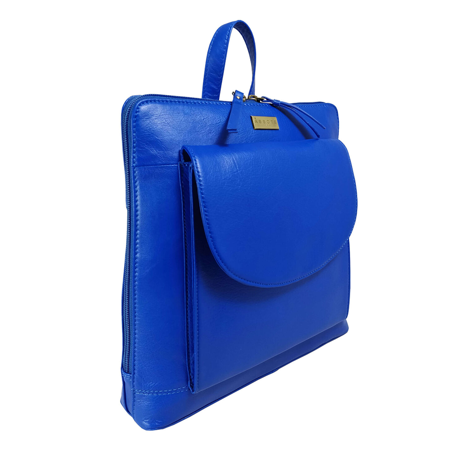 Assots London APPLE Two Way Zip Top Backpack in Cobalt Blue (Size 30x7x29.5 Cm)
