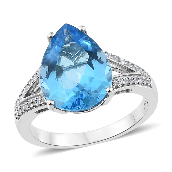9.75 Ct Marambaia Topaz and Zircon Soltaire Ring in Platinum Plated Silver