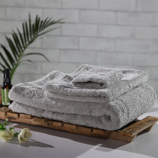 3 Piece Set - 100%Egyptian Cotton Bath Towel (Size 76x137Cm), Hand Towel (Size 41x71Cm) and Face Towel (Size 30x30Cm) - Grey
