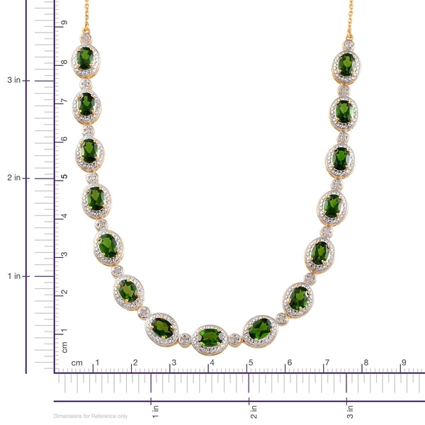 Chrome Diopside (Ovl), Diamond Necklace (Size 20) in 14K Gold Overlay Sterling Silver 11.250 Ct.