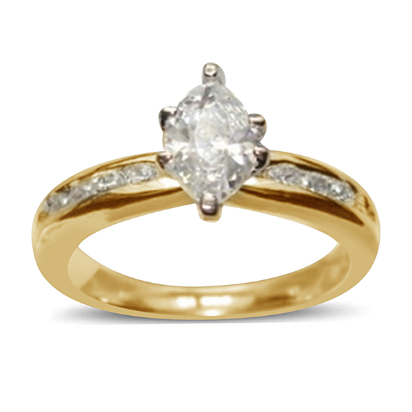 AAA Simulated Diamond (Mrq) Ring in 14K Gold Overlay Sterling Silver