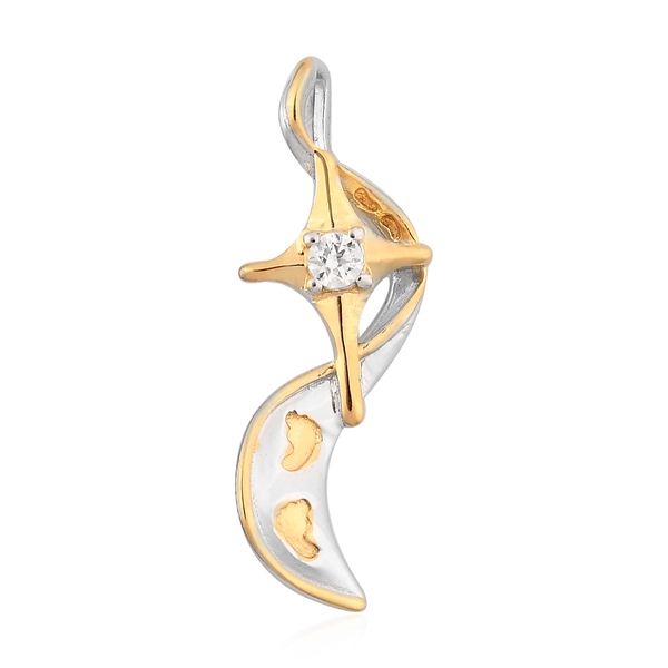 Lustro Stella Platinum and Yellow Gold Overlay Sterling Silver Pendant Made with Finest CZ