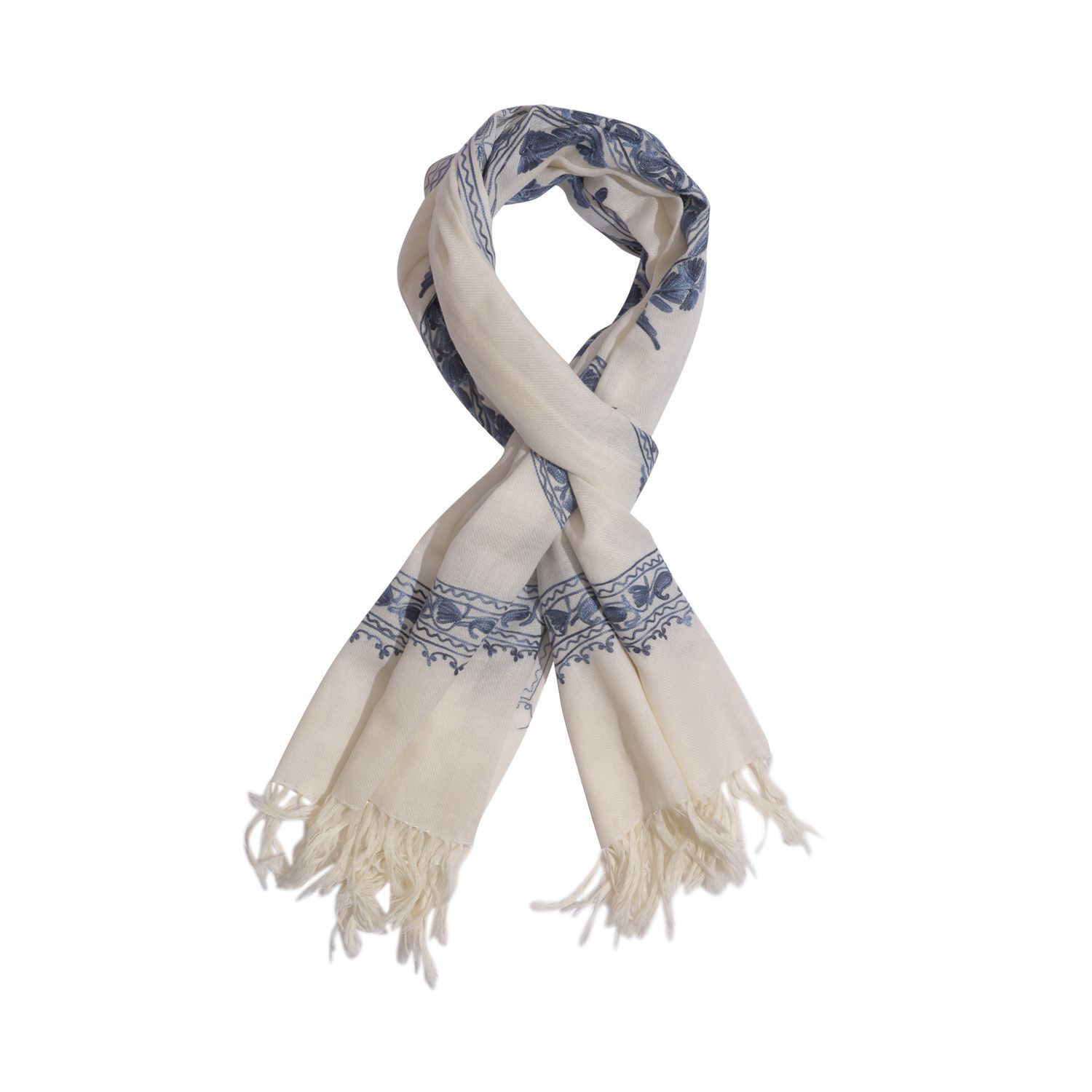Cream & Navy Paisley Scarf main image 1