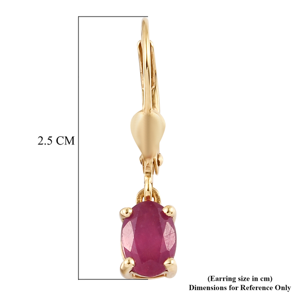 MP - African Ruby (FF) (Ovl) Lever Back Earrings in 14K Gold Overlay Sterling Silver 2.50 Ct.