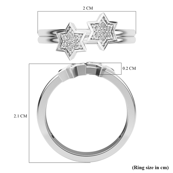 Diamond Twin-Star Stacker Ring in Platinum Overlay Sterling Silver